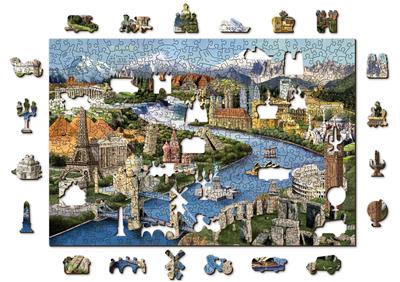 Wooden City Puzzle: WORLD LANDMARKS 505/50, en bois, 8+