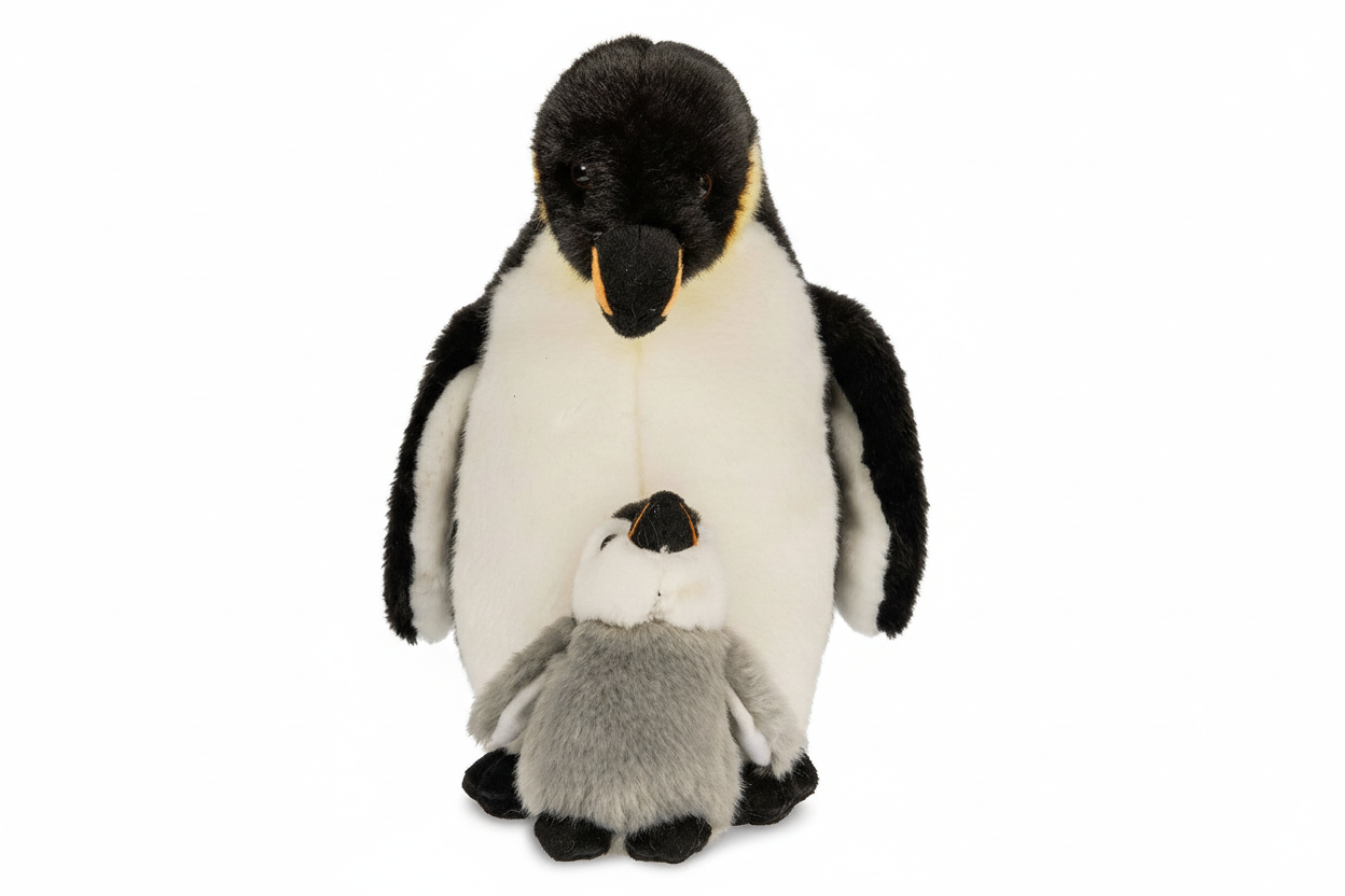Peluche Pingouin empereur avec bébé