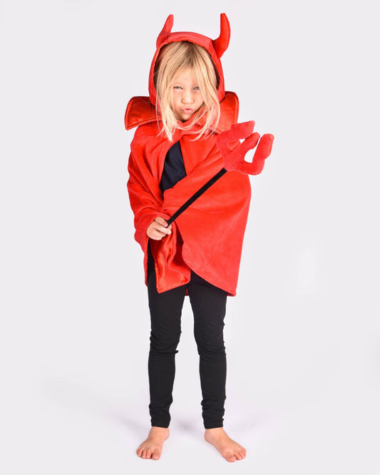 Deluxe-Teufelsumhang mit Zauberstab für Kinder von 3 bis 8 Jahren