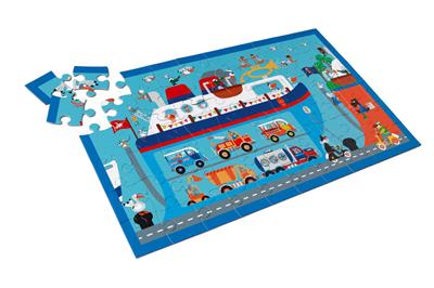 Scratch Puzzle 60pcs: FERRY-BOAT 60x36cm, en boîte diam.22xH12cm, 4+