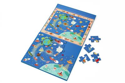 Scratch Puzzle Magnétique: DISCOVERY - ESPACE 30pcs 24,5x30,5cm (plié), 52,3x30,5cm (déplié), 2-en-1: puzzle et jeu de recherche, 3+