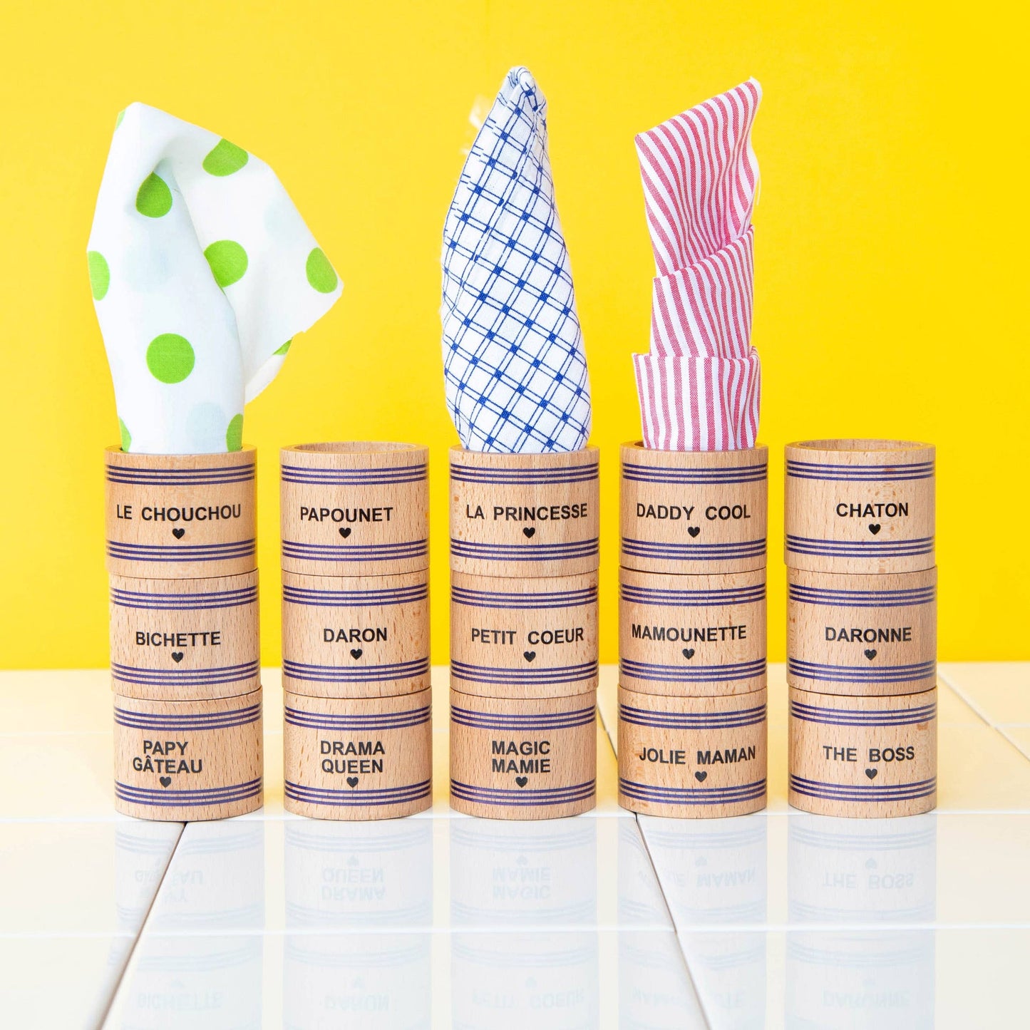 Serviettenringe aus Holz – Familienkollektion