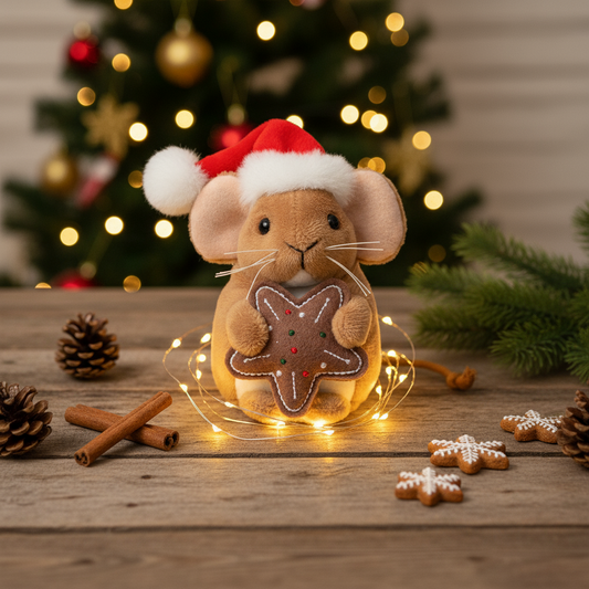 Christmas Mouse Plush with Cookie