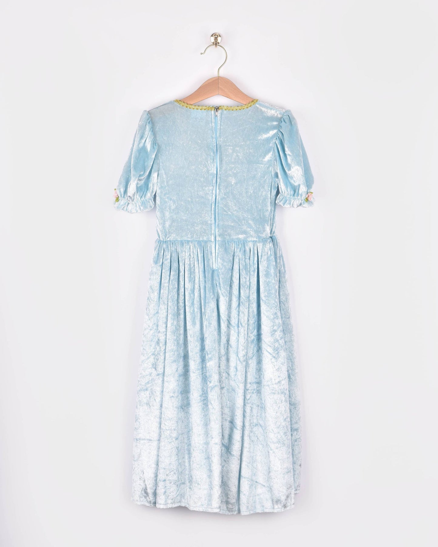 Hellblaues Samt-Prinzessinnenkleid 98-104 cm 2-4 Jahre