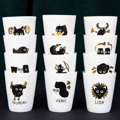 Porcelain mug with zodiac signs