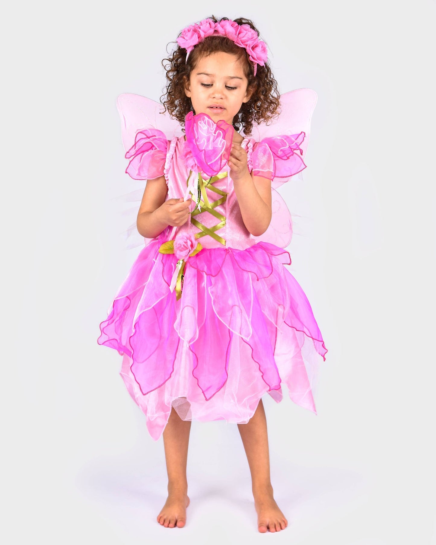 Feenkleid mit Flügeln+Diadem+Zauberstab 122-128 cm 6-8 Jahre