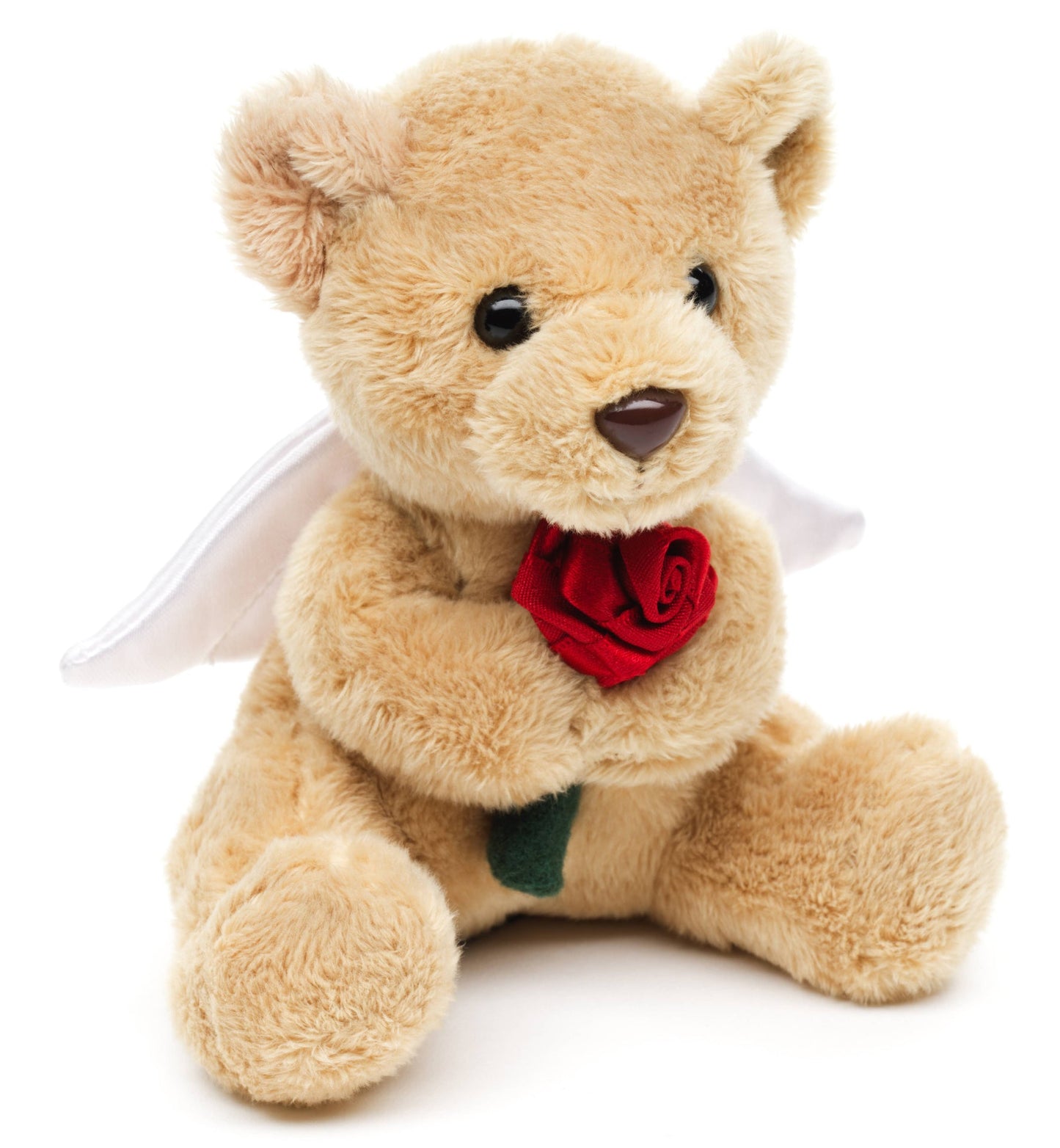 Schutzengel-Teddybär-Plüschtier mit roter Rose