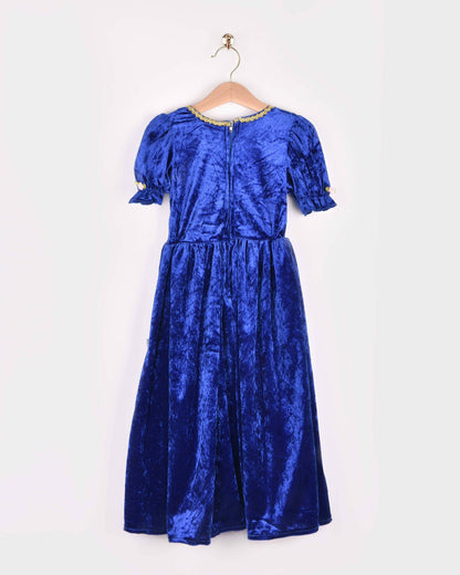 Blue velvet princess dress for 2-4 years (size 98-104)