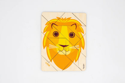 Tangram Lion en bois, 14 pièces – Reine Mère