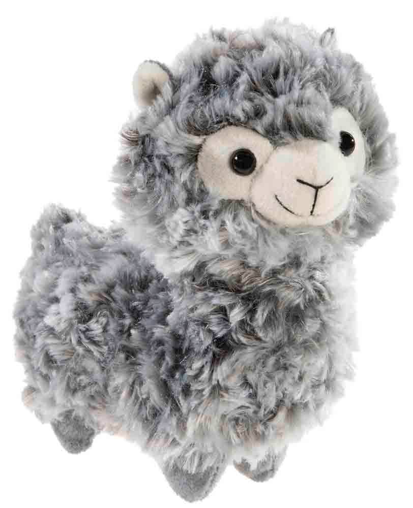 Peluche Lama gris bouclé - 18 cm