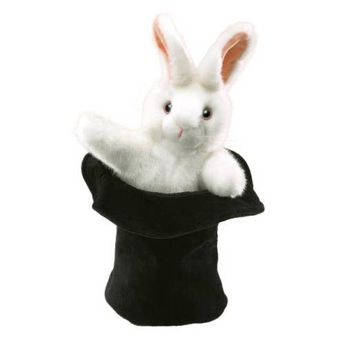 Marionnette à main Grand lapin au chapeau 2269 Folkmanis réaliste