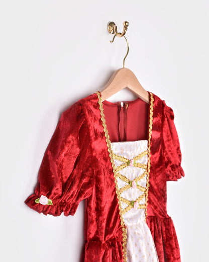 Princess dress in red velvet, size 110-116 cm (4-6 years)