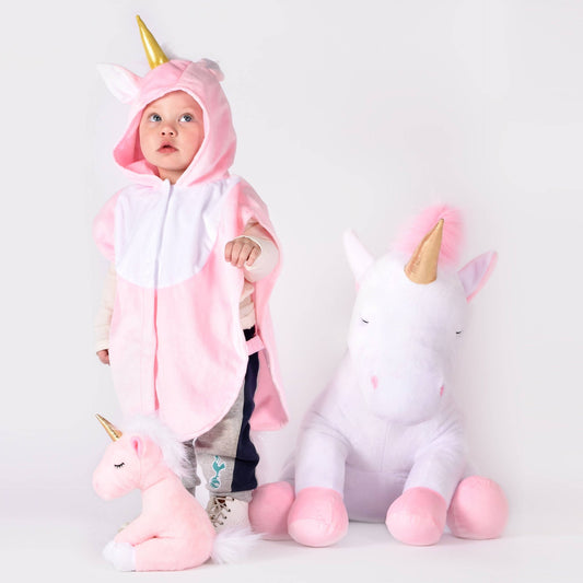 Mini cape licorne rose 86-110 cl 1-4 ans