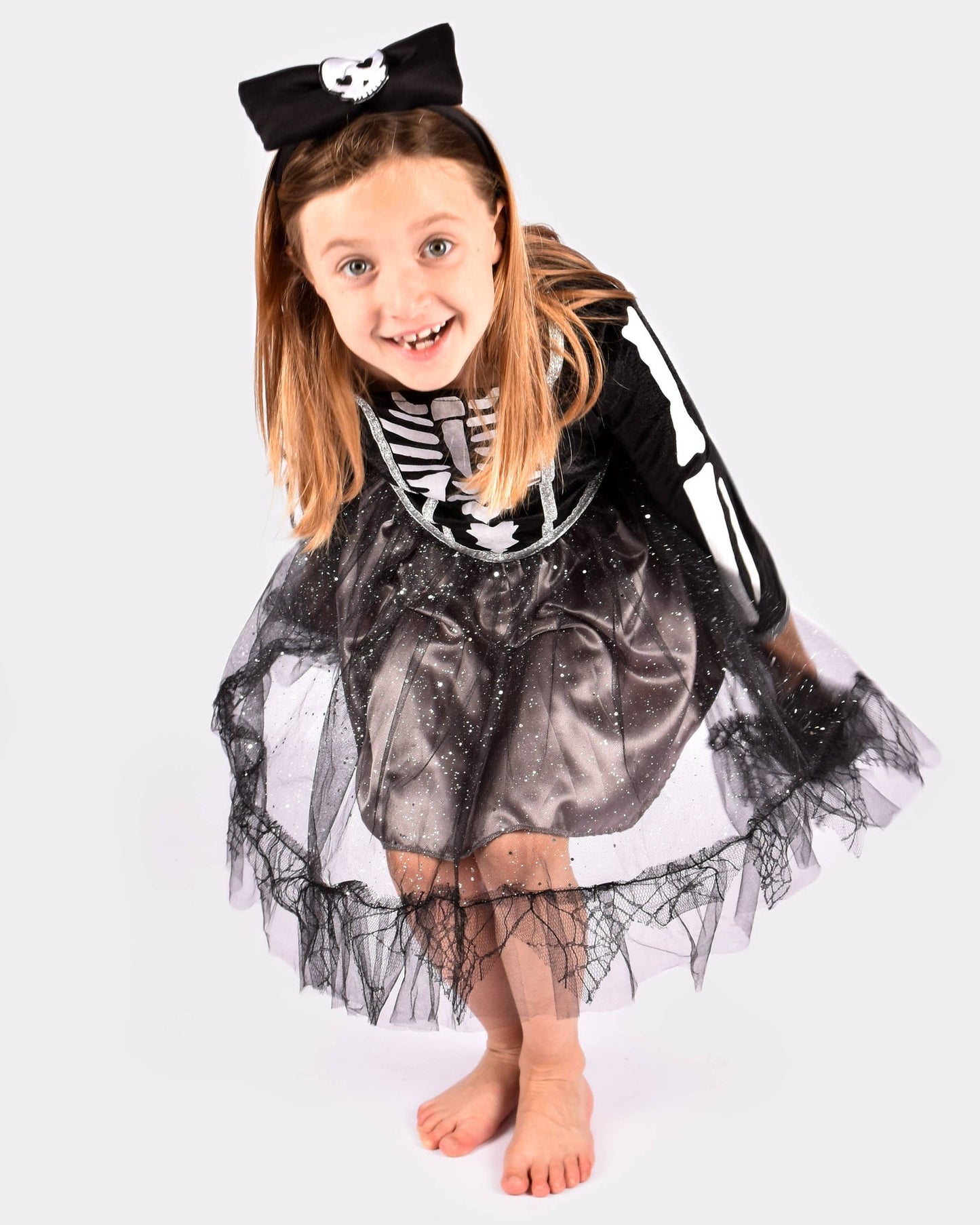 Robe Squelette avec Serre-tête 110-116 cm 4-6 Ans