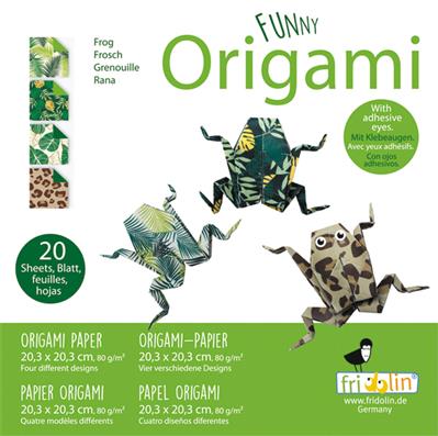 Funny Origami: GRENOUILLE 20x20cm, 20 feuilles avec 4 dessins