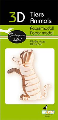 3D-Papiermodell - Weiße Katze