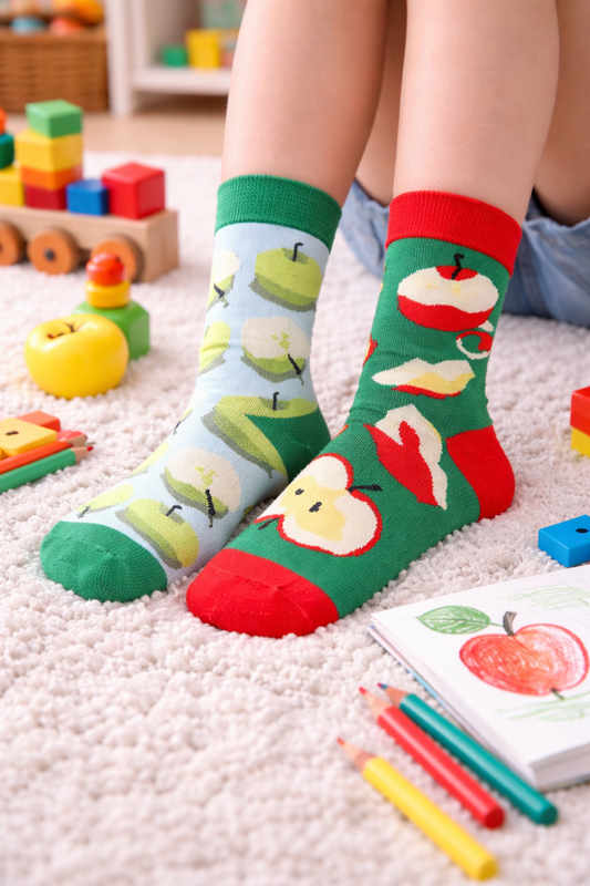 Chaussettes Dépareillées Enfant Pommes