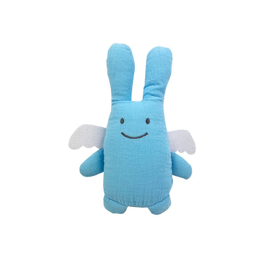 Stoffhase Schmusetuch mit Rassel - Bio-Baumwolle Hellblau