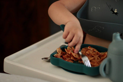 Set de couverts fourchette/cuillère/couteau - gris et bleu