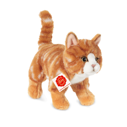 Stehendes Plüschtier einer getigerten Katze