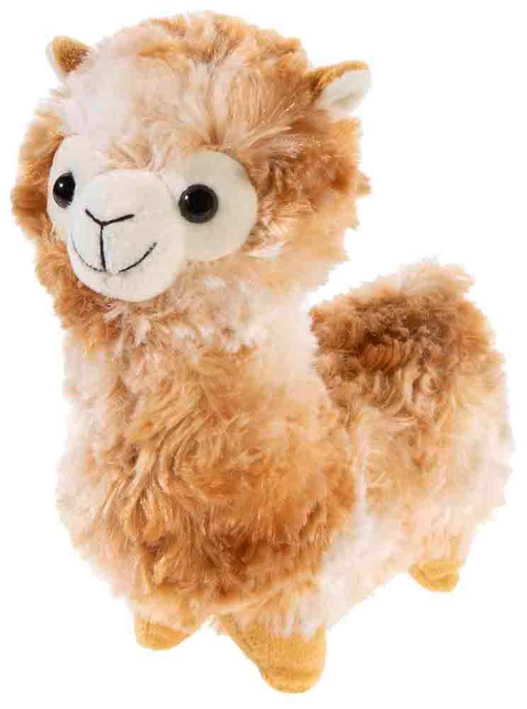 Peluche Lama caramel bouclé - 18 cm