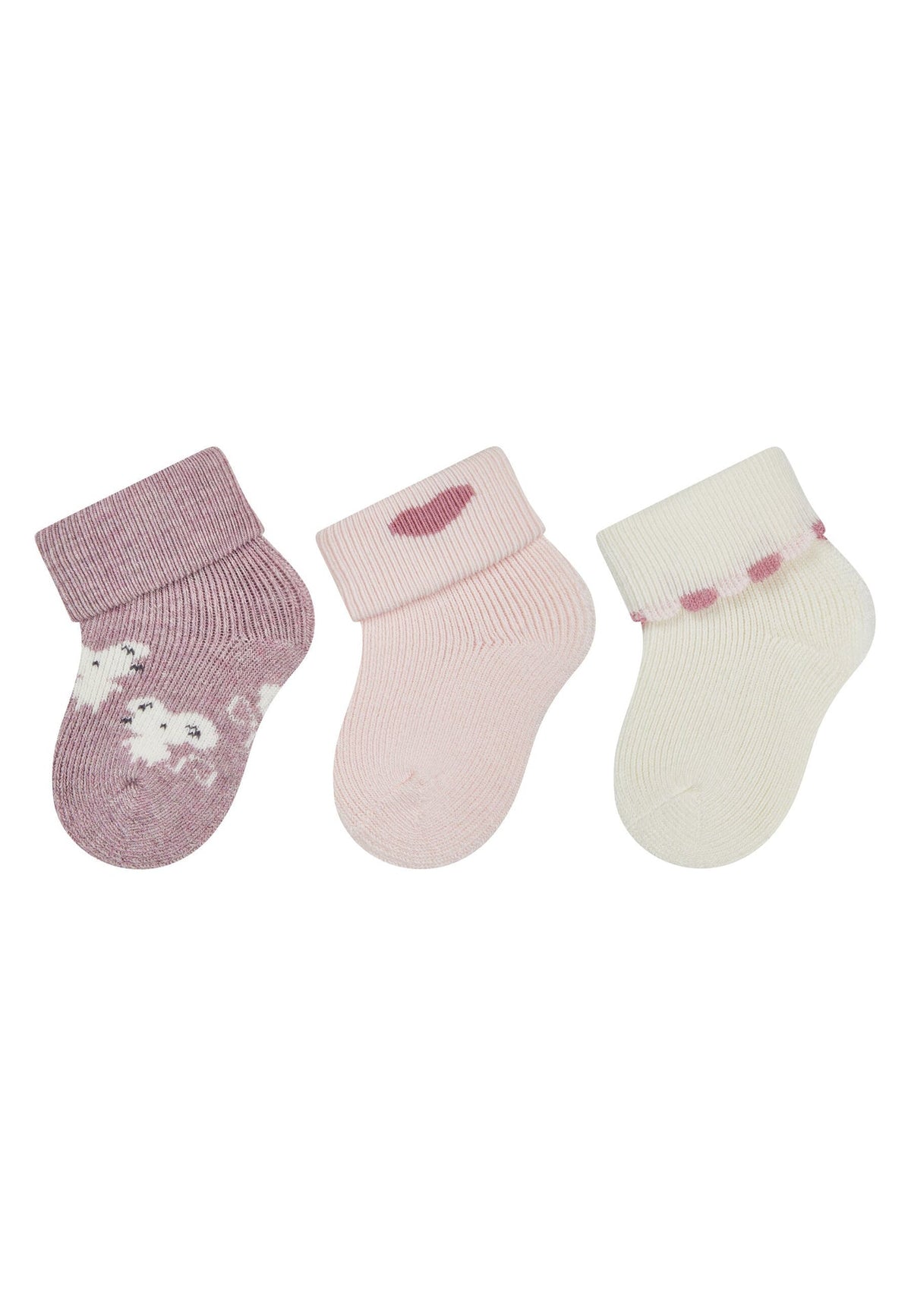 Chaussettes naissance Souris & Cœur - lot de 3