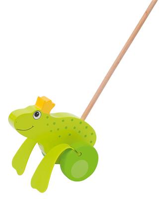 Animal à pousser: ROI GRENOUILLE H19cm, bois, 1+