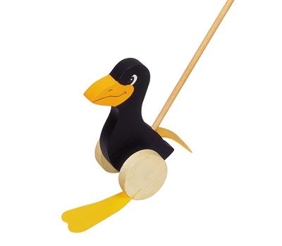 Animal à pousser: CORBEAU H19cm, manche L60cm, 1+