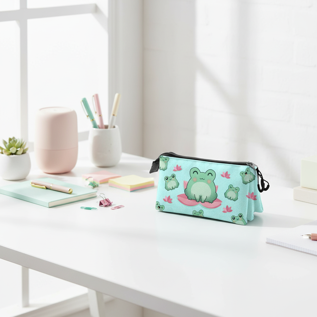 Trousse Triple Oh My Pop! « Froggy » – Turquoise