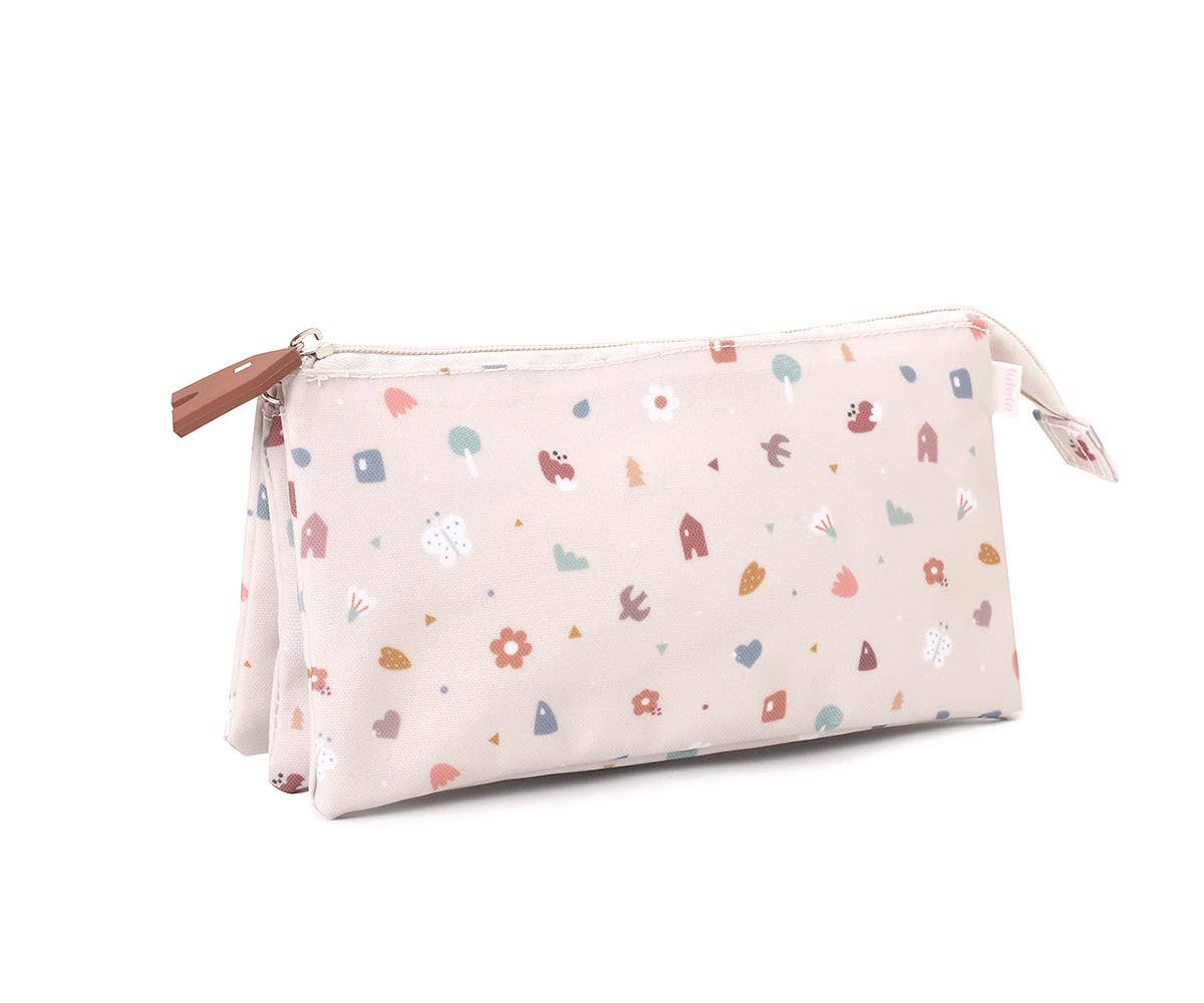 Trousse à Crayons 3 Compartiments Nature Géométrique