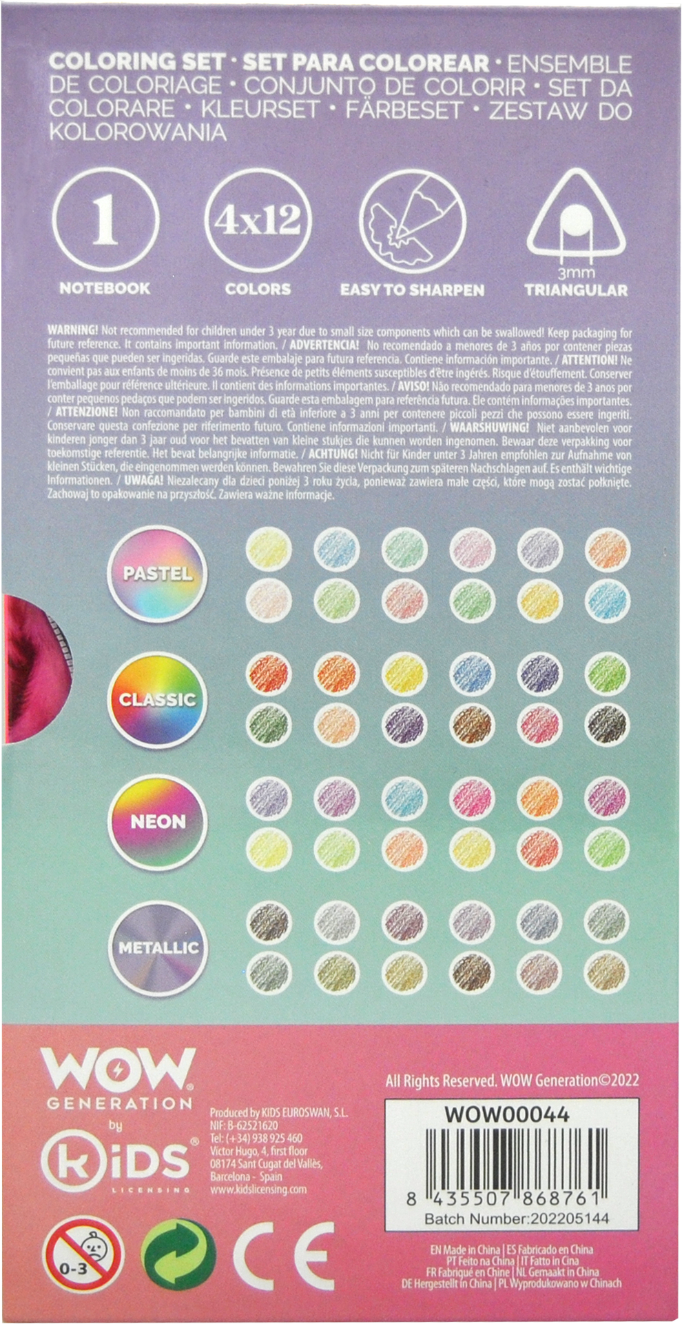 Set mit 48 Buntstiften und Notizbuch