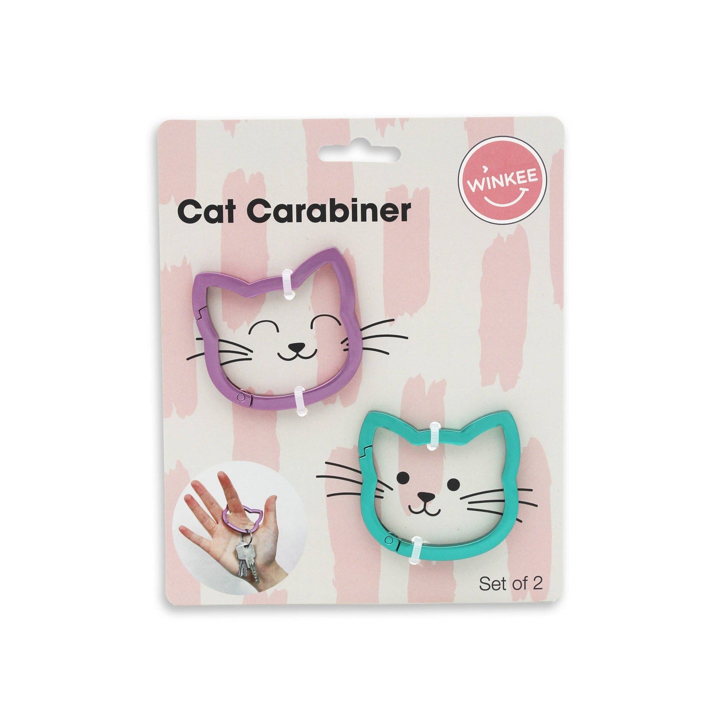 Ensemble de mousquetons Chats rose et turquoise