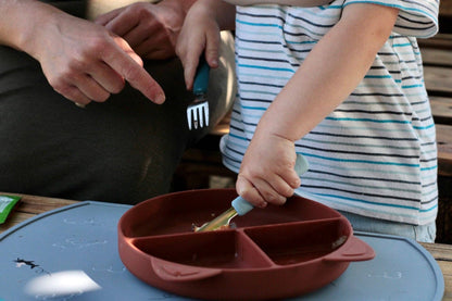 Set de couverts fourchette/cuillère/couteau - gris et bleu