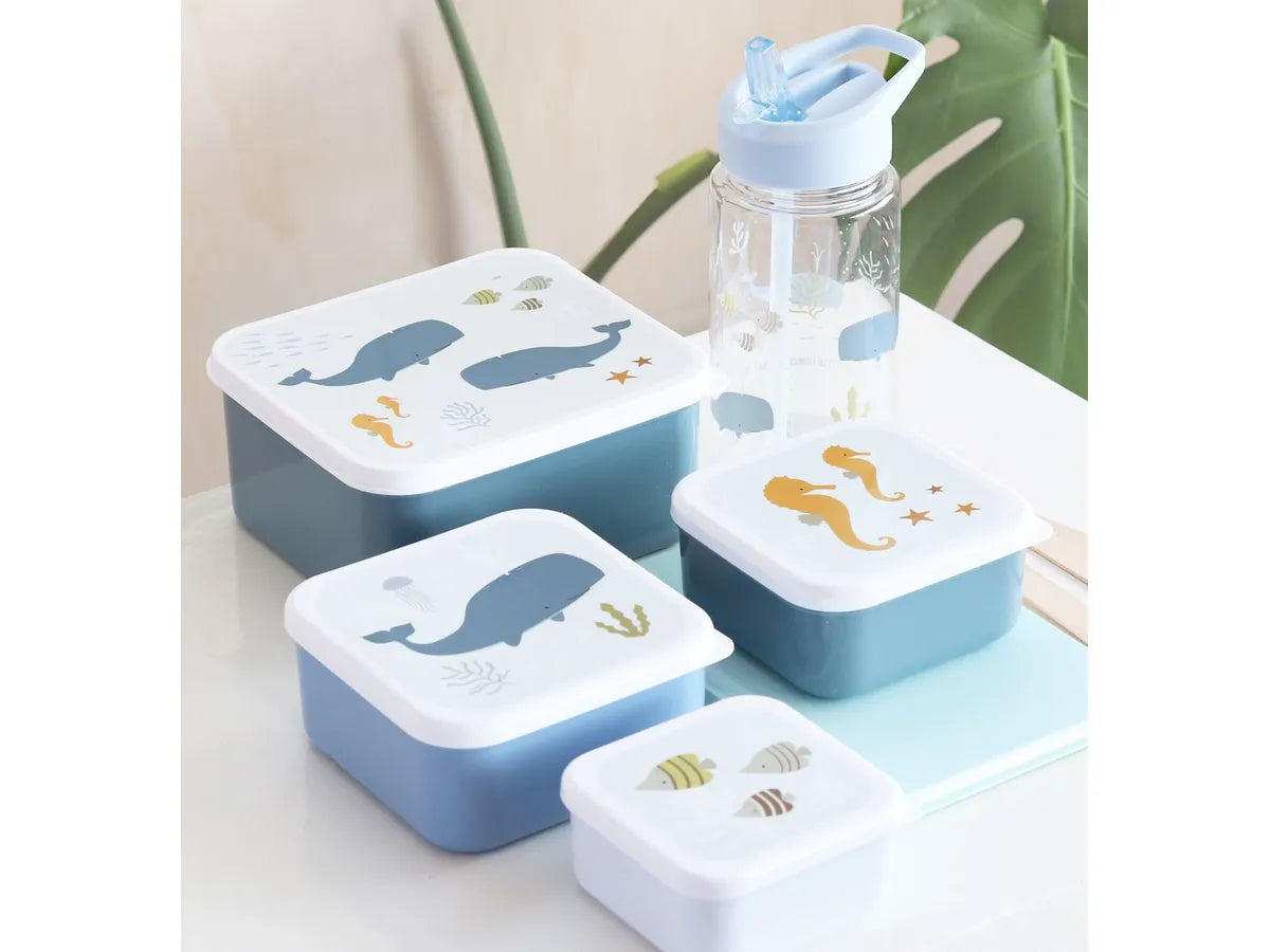 Lot de 4 boîtes repas et goûter - Océan – vue 4 – A Little Lovely Company