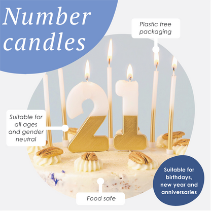 White & Gold Birthday Number Candle - 3