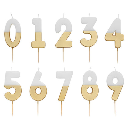 White & Gold Birthday Number Candle - 1
