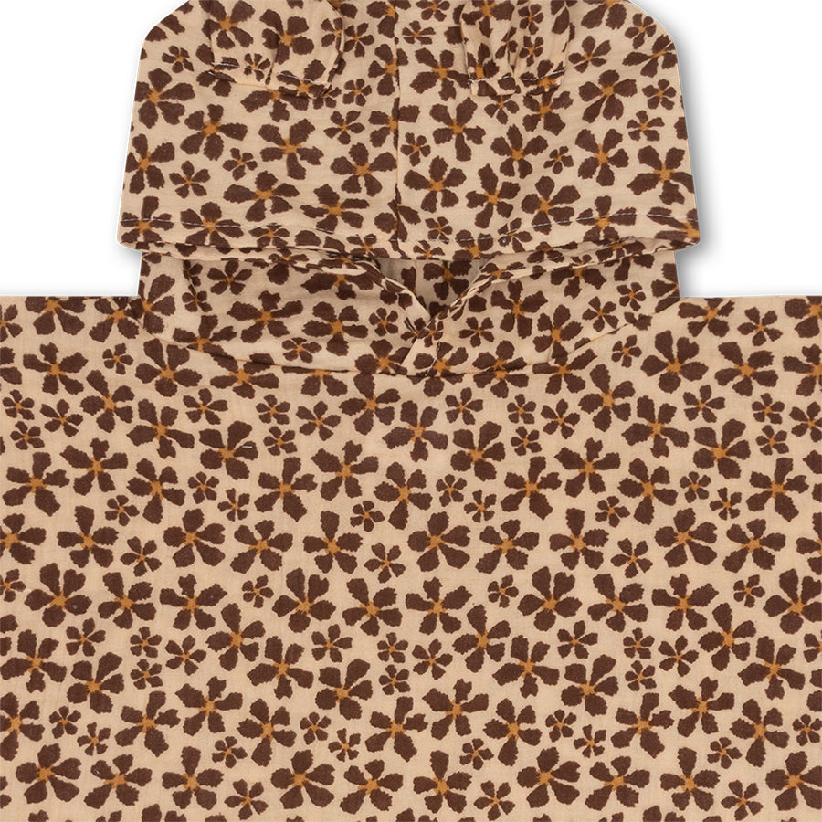 Beach Poncho - Brown - Wild Flower - 50 x 50 cm