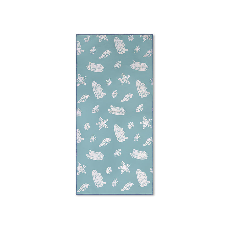 Beach Towel Microfiber - Green - Surf Dogs - 135 x 65 cm
