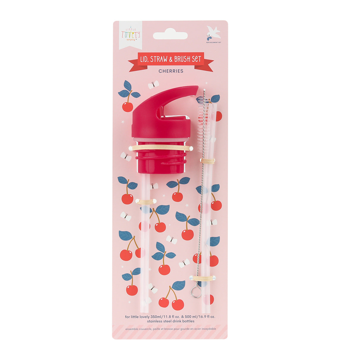 Kit bouchon, paille et goupillon - Cerises – vue 2 – A Little Lovely Company