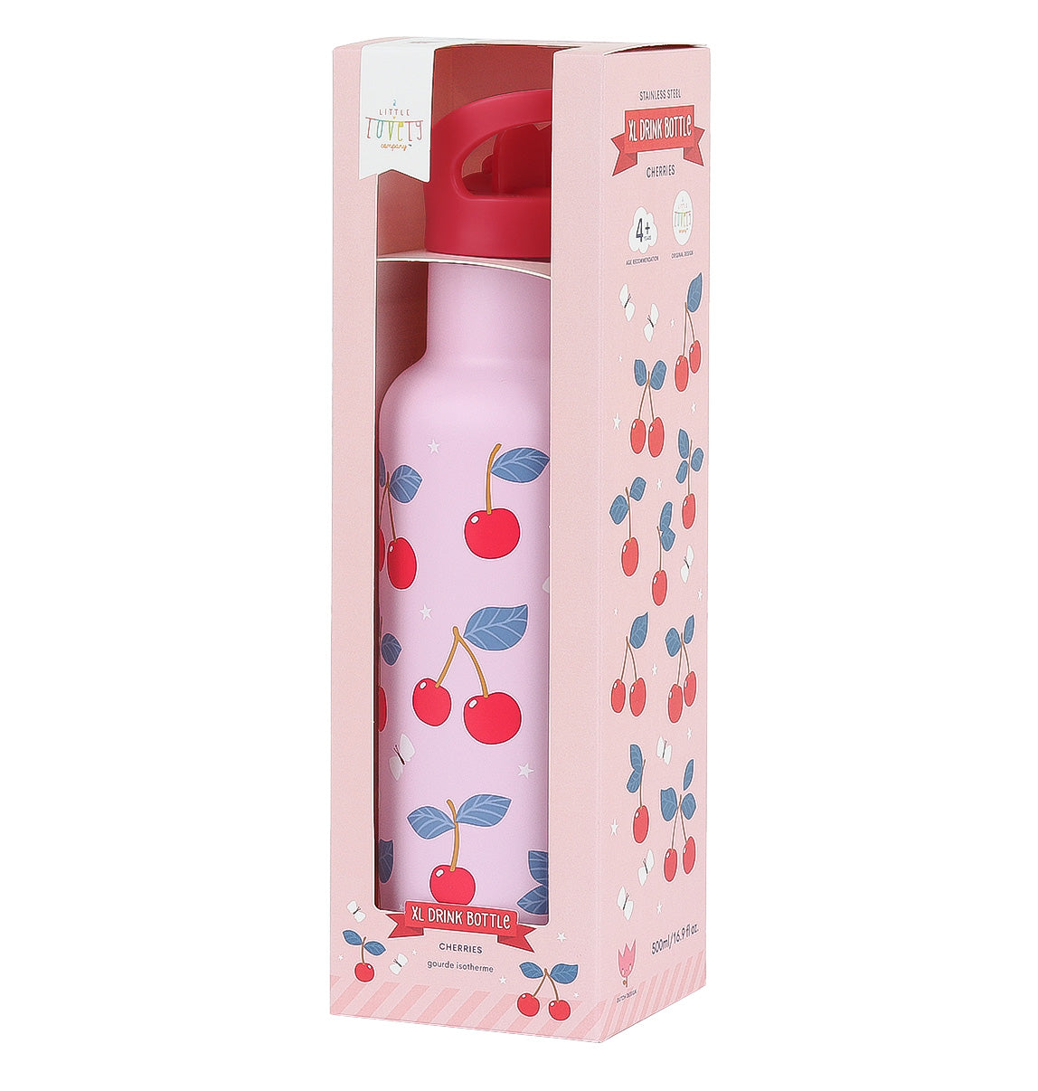 Gourde enfant en inox - Cerises – vue 7 – A Little Lovely Company