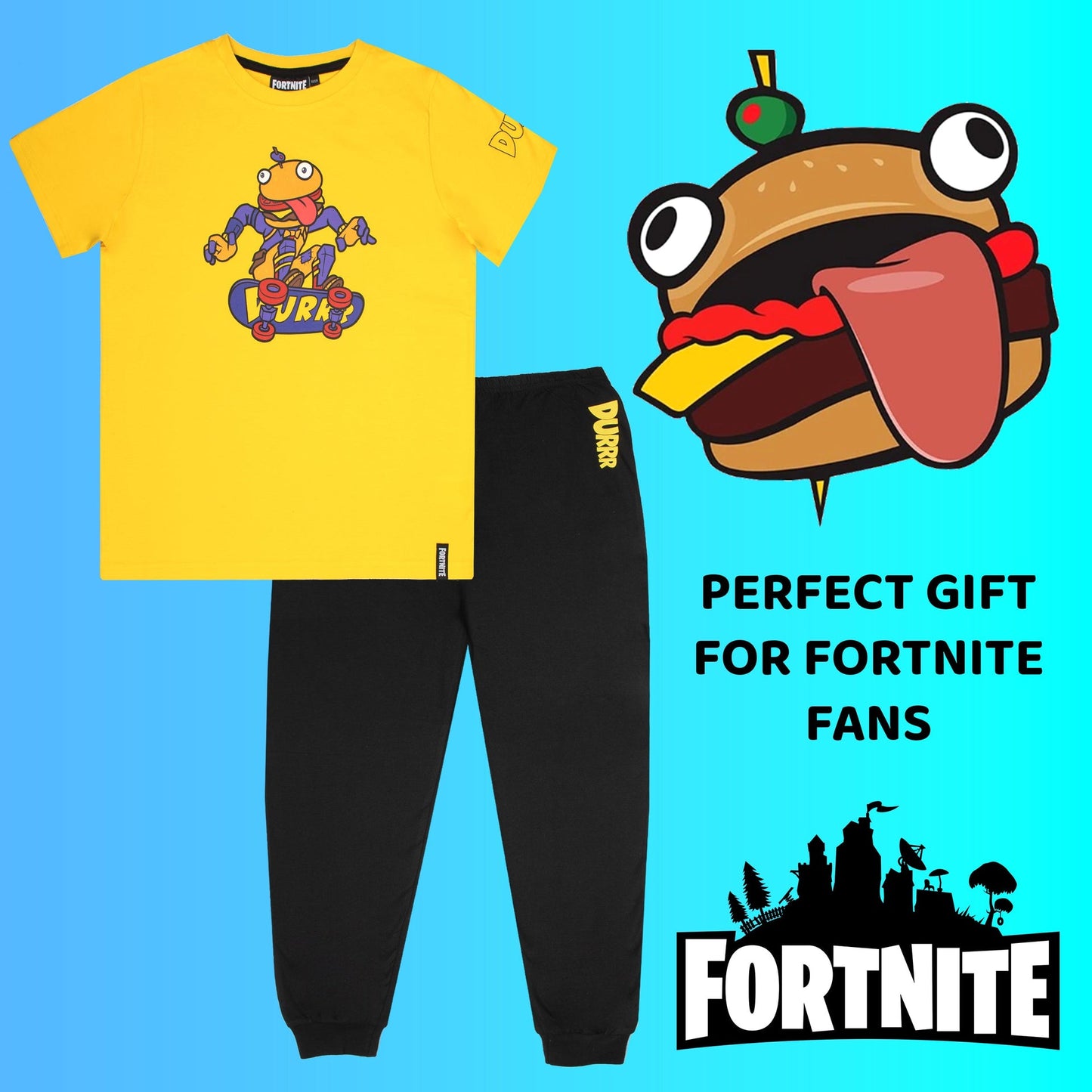 Fortnite Pyjamas with Durr Burger Beef Boss Motif