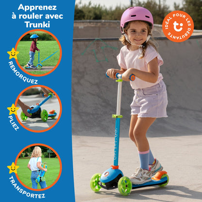 Trunki Trottinette pliante à 3 roues - Petite 2-5 ans (Bleue)