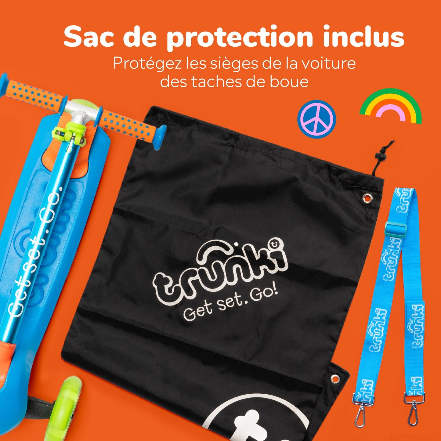 Trunki Trottinette pliante à 3 roues - Petite 2-5 ans (Bleue)
