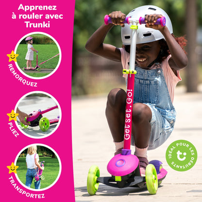 Trunki Trottinette pliante à 3 roues - Petite 2-5 ans (Rose)