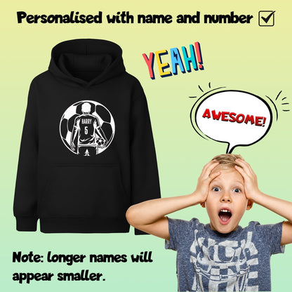 Sweat à capuche football – Fringoo football noir for Boys Cotton Rich Soft Hooded – football Ball noir