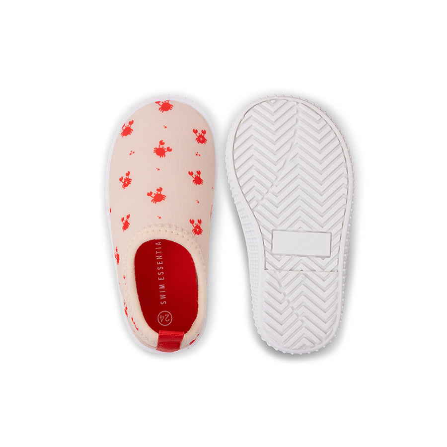 Kids Water Shoes- Beige/Red - Crabby