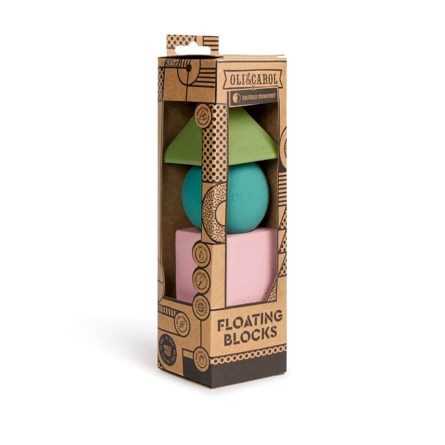 3 formes géométriques couleurs douces – Blocs à empiler bébé – Oli&Carol x Bauhaus Movement – vue produit 3