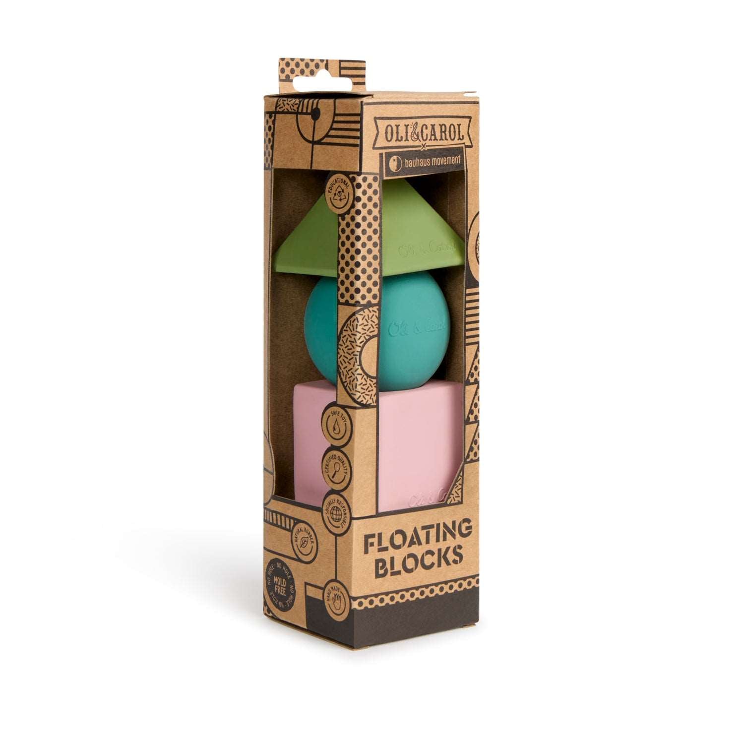 3 formes géométriques couleurs douces – Blocs à empiler bébé – Oli&Carol x Bauhaus Movement – vue produit 3
