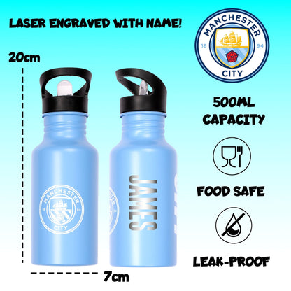 Gourde en acier inoxydable avec paille – Manchester City FC Metal 500ml