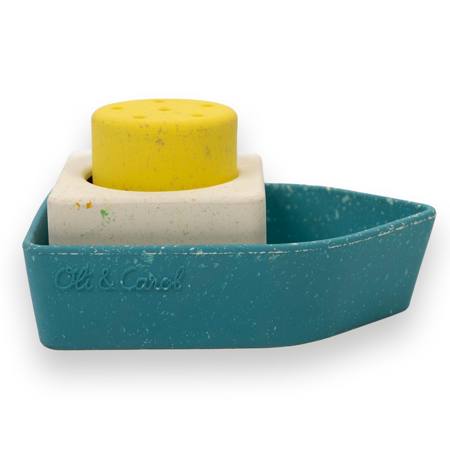 Bateau de bain en caoutchouc recyclé jaune